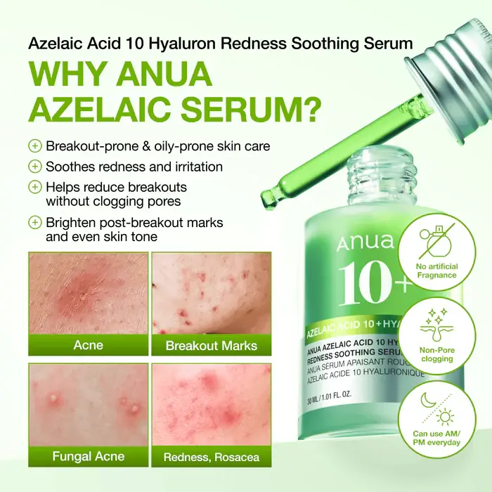 Anua Azelaic Acid 10+ Hyaluron Redness Soothing Serum 10ml - Image 3