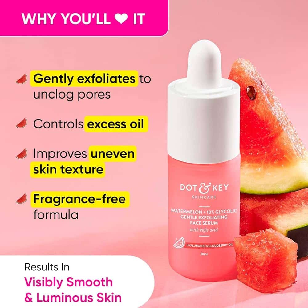 Dot & Key Watermelon + 10%Glycolic Gentle Exfoliating With Rojic Acid Face Serum 30ml - Image 2