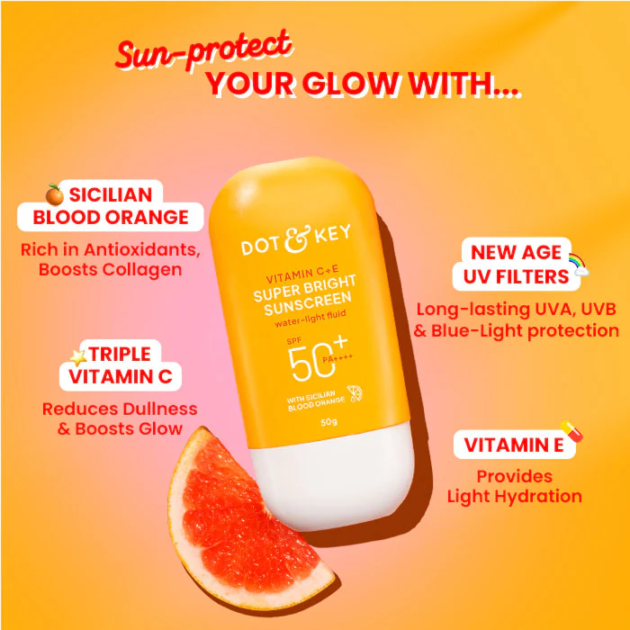 Dot & Key Vitamin C+E Super Bright Sunscreen SPF 50+ pa+ 50g - water light fluid - Image 2