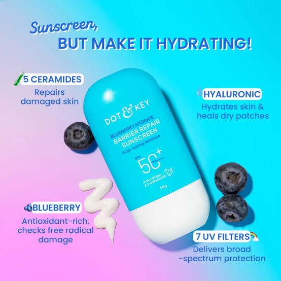 Dot & Key Blueberry Hydrate Barrier Repair Sunscreen SPF 50+ pa+ 50g - Long Lasting Moisture - Image 2