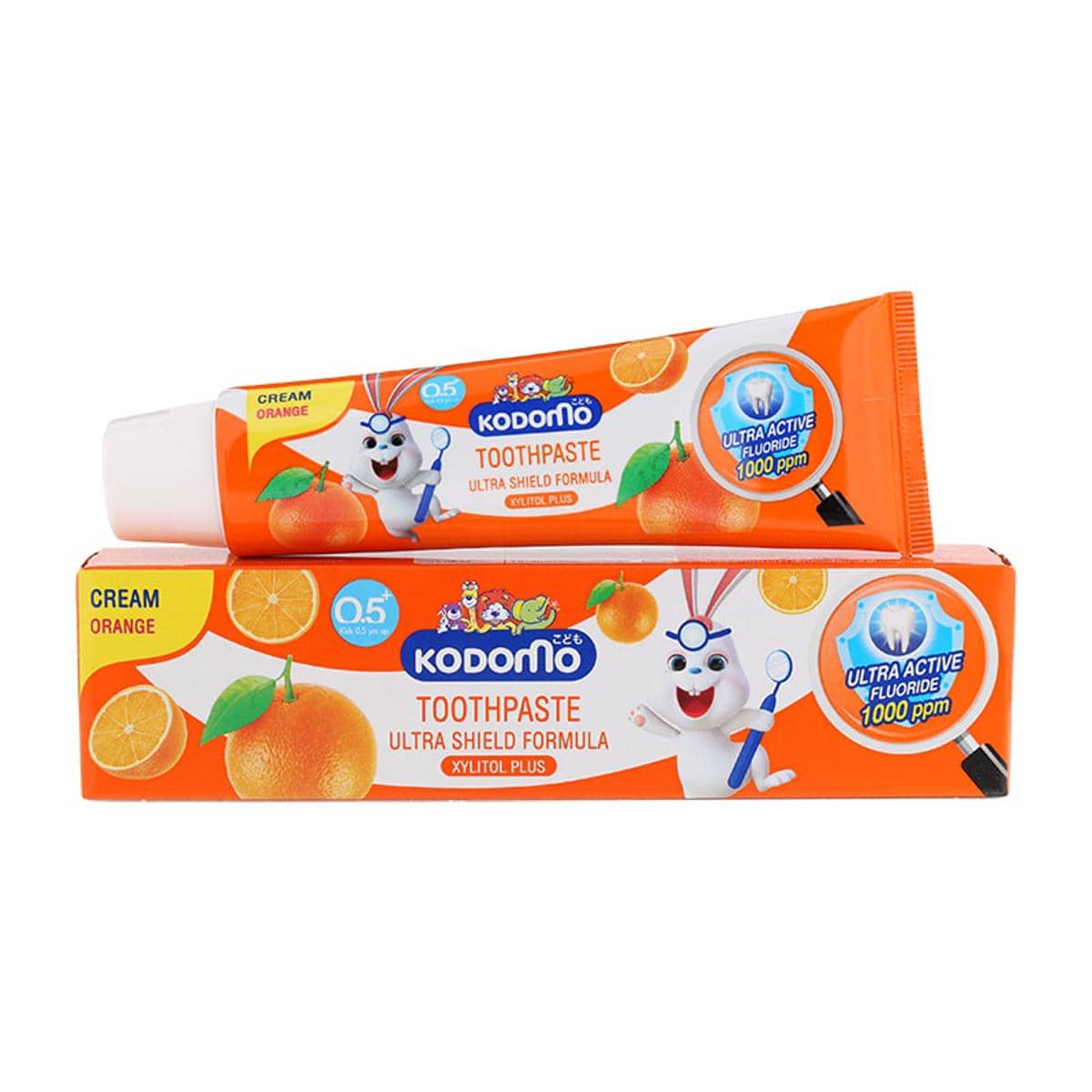Kodomo Baby Toothpaste Gel Cream Orange Xylitol Plus 0.5+ 40g - Image 2