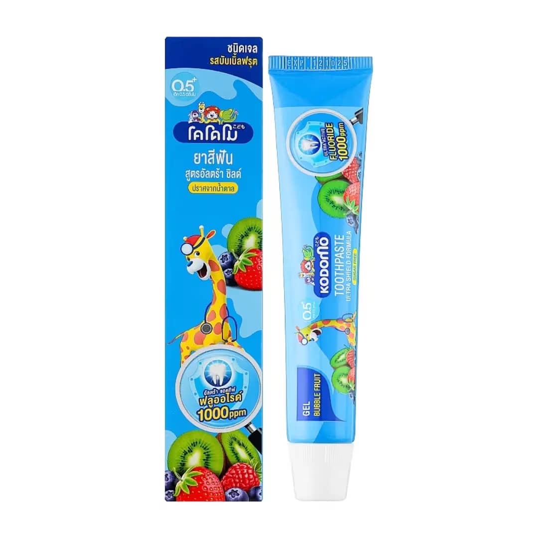 Kodomo Baby Toothpaste Gel Bubble Fruit Sugar Free 0.5+ 40g - Image 2