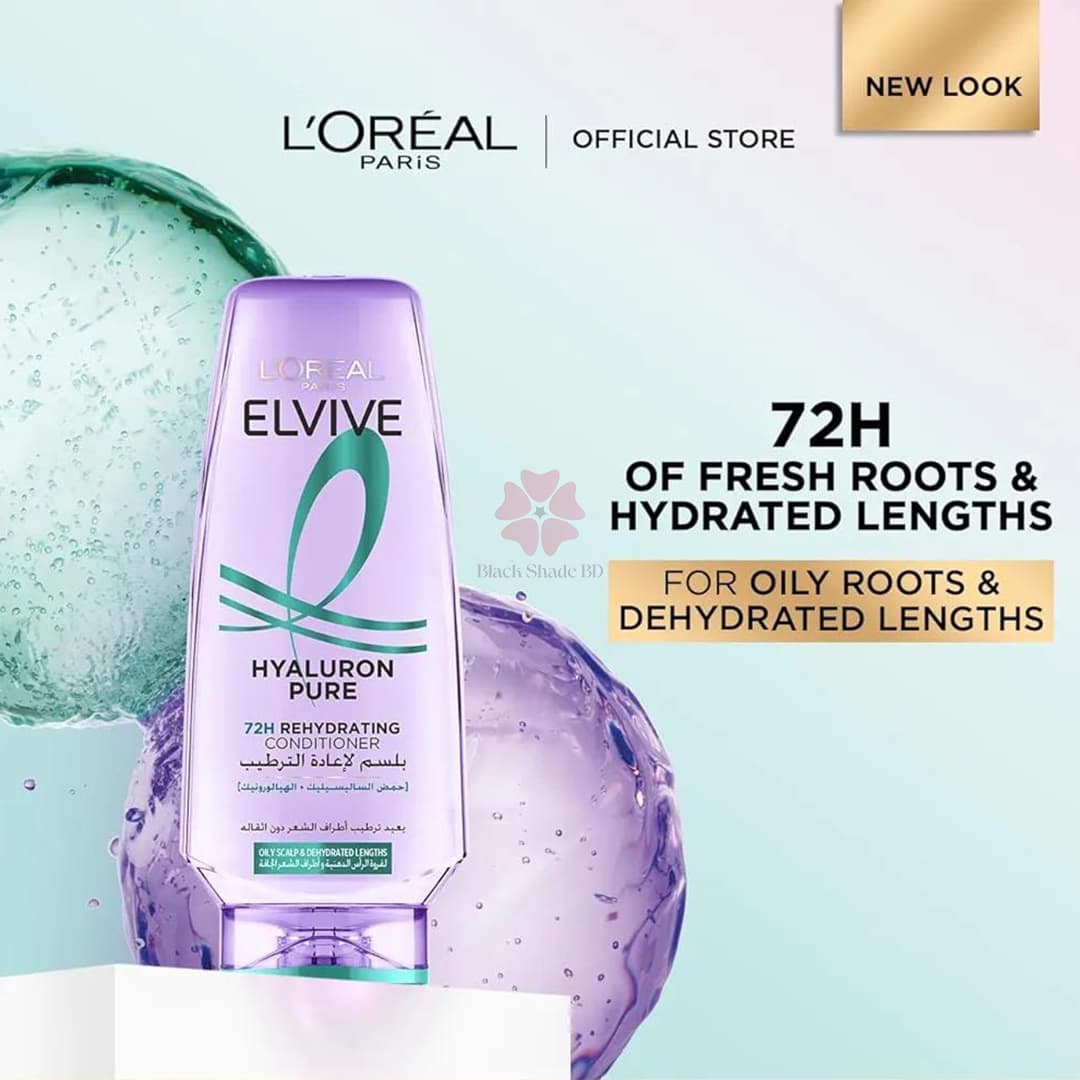 L'Oreal Paris Elvive Hyaluron Pure 72H Rehydrating Conditioner 360ml - Image 3