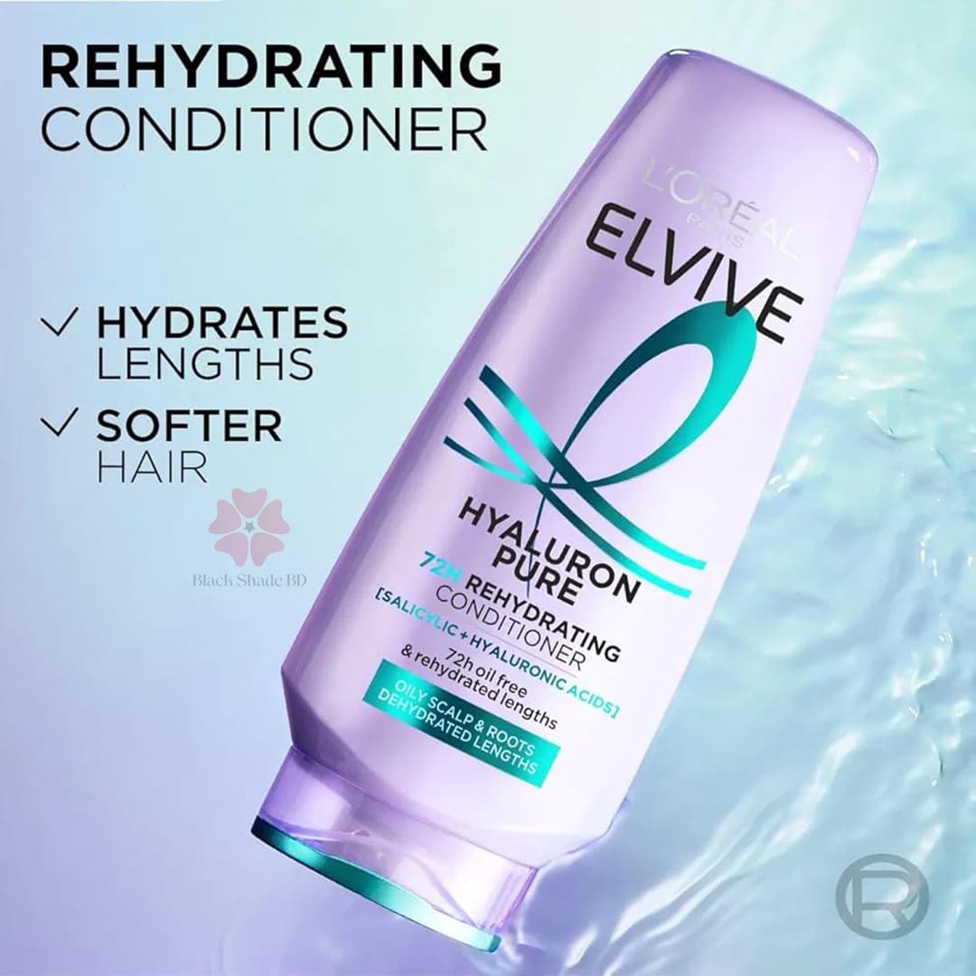 L'Oreal Paris Elvive Hyaluron Pure 72H Rehydrating Conditioner 360ml - Image 2