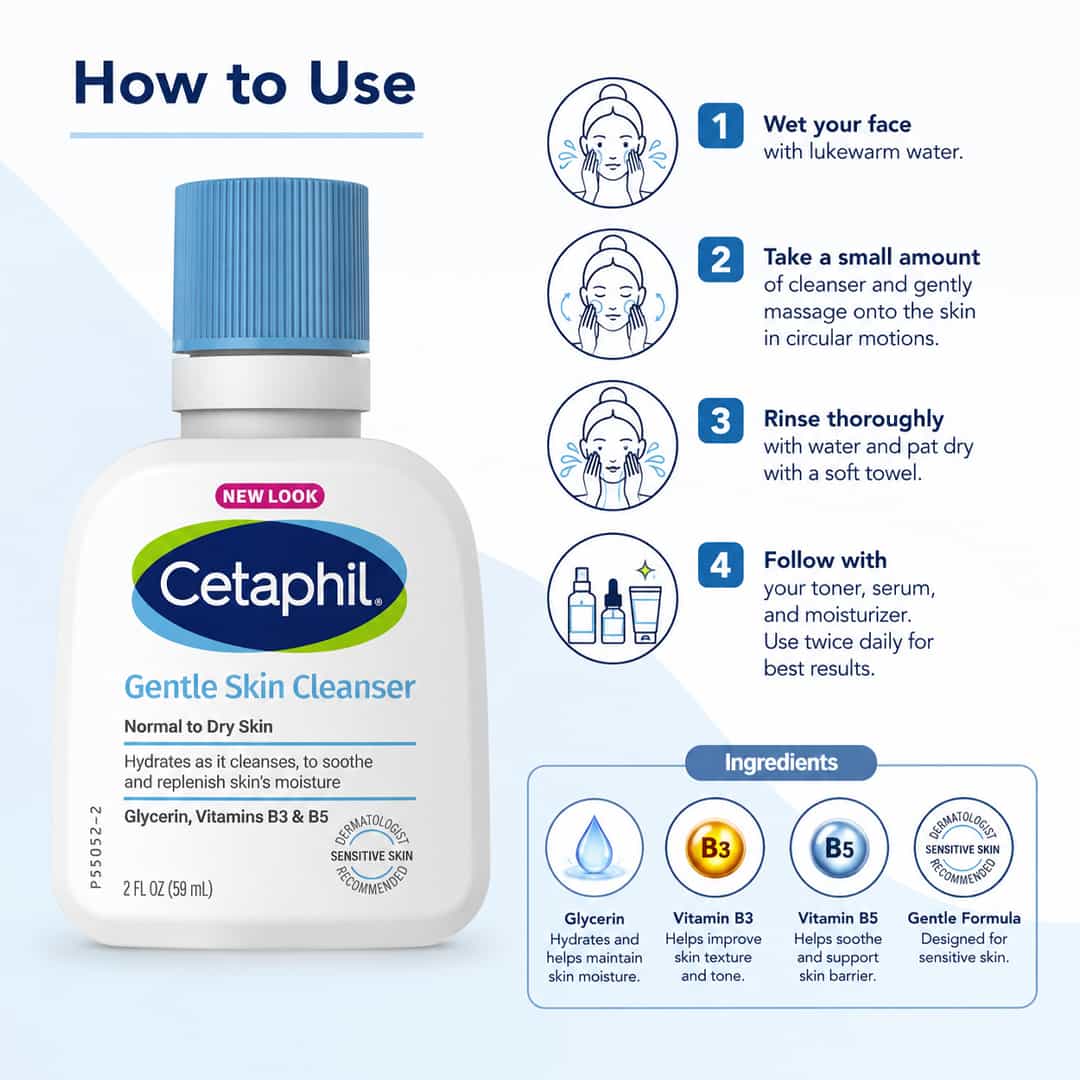 Cetaphil Gentle Skin Cleanser Normal to Dry Skin 59ml - Image 2