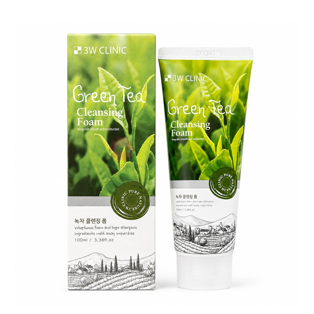 3W Clinic Green Tea Cleansing Foam 100ml - Image 3