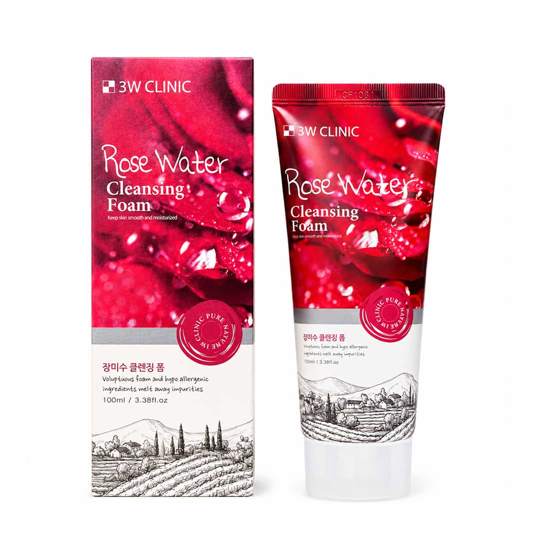 3W Clinic Rose Water Cleansing Foam 100ml - Image 2