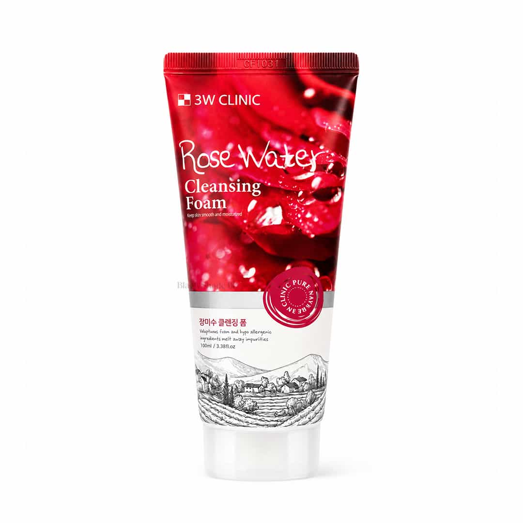 3W Clinic Rose Water Cleansing Foam 100ml - Image 3