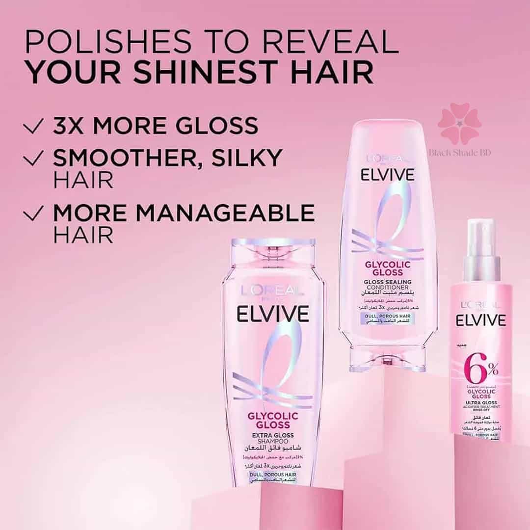 L'oreal Paris Elvive Glycolic Extra Gloss Shampoo 400ml - Image 3