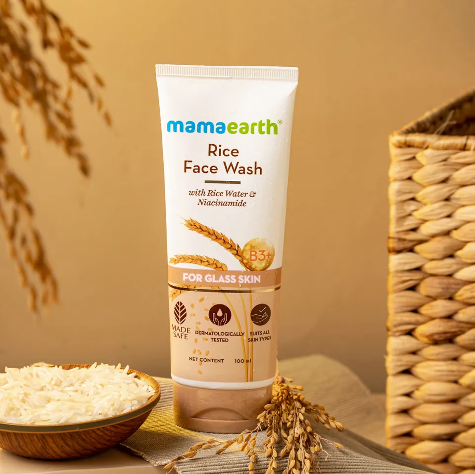 Mamaearth Rice Dewy Bright with Rice Water & Niacinamide Face Wash 100ml - For Glass Skin - Image 2
