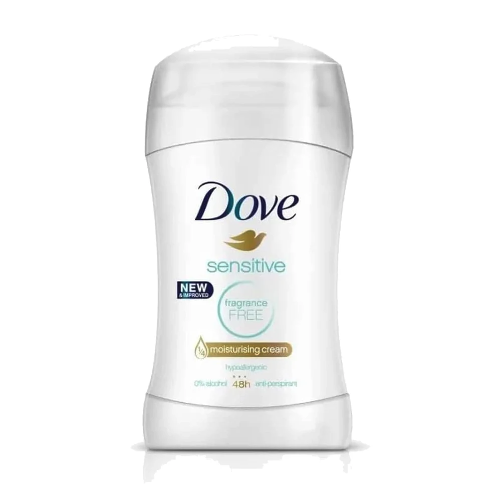 Dove Sensitive Fragrance Free Antiperspirant Deodorant Stick 40g - Image 2