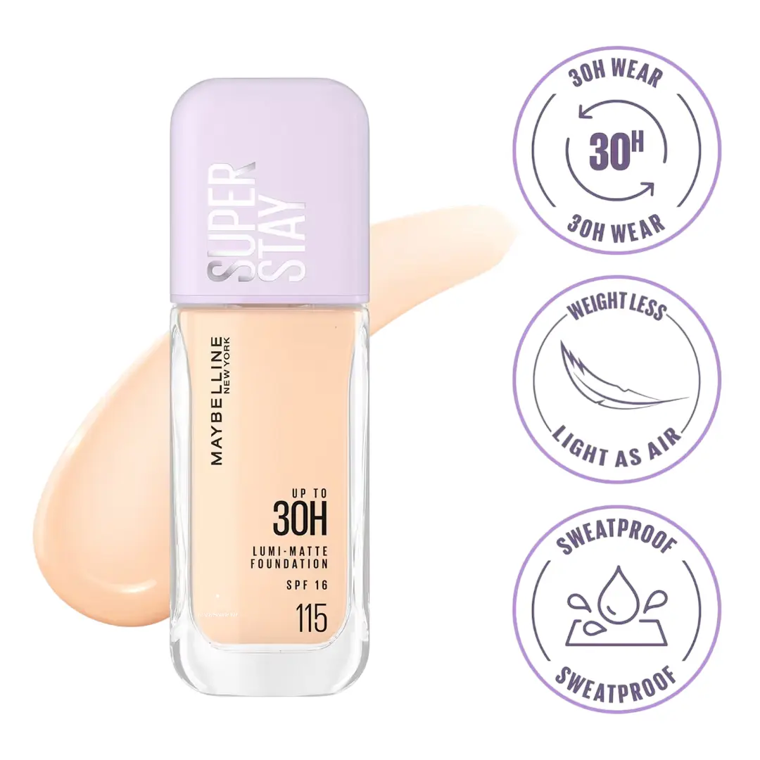 Maybelline New York Super Stay 30H Lumi-Matte Liquid Foundation - 115 - Image 2
