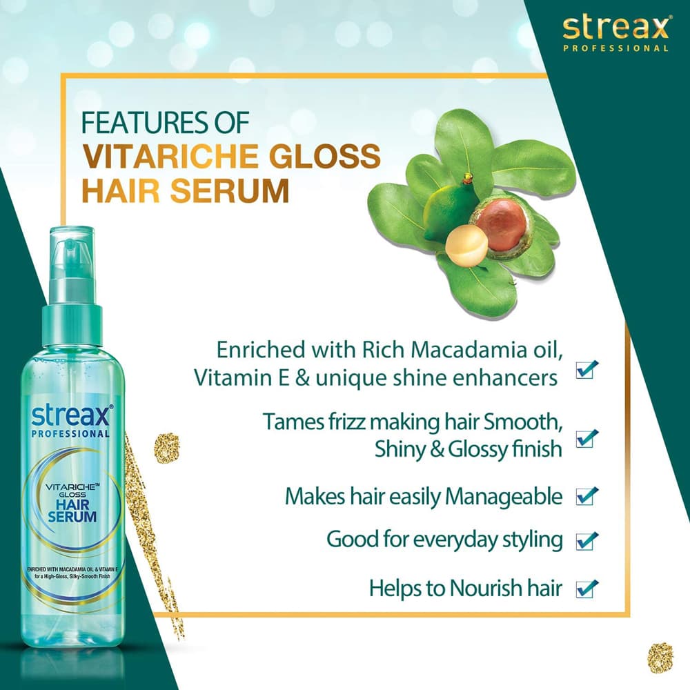 Streax Professional Vitariche Gloss Hair Serum 115ml - Image 2