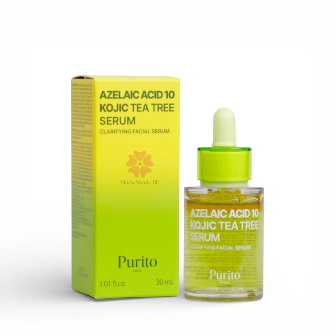 PURITO Azelaic Acid 10% Serum – A lightweight facial serum with Azelaic Acid, Kojic Acid, and Tea Tree to help calm redness, improve skin clarity, and support blemish-prone, oily, and sensitive skin. 30 mL / 1.01 fl. oz.