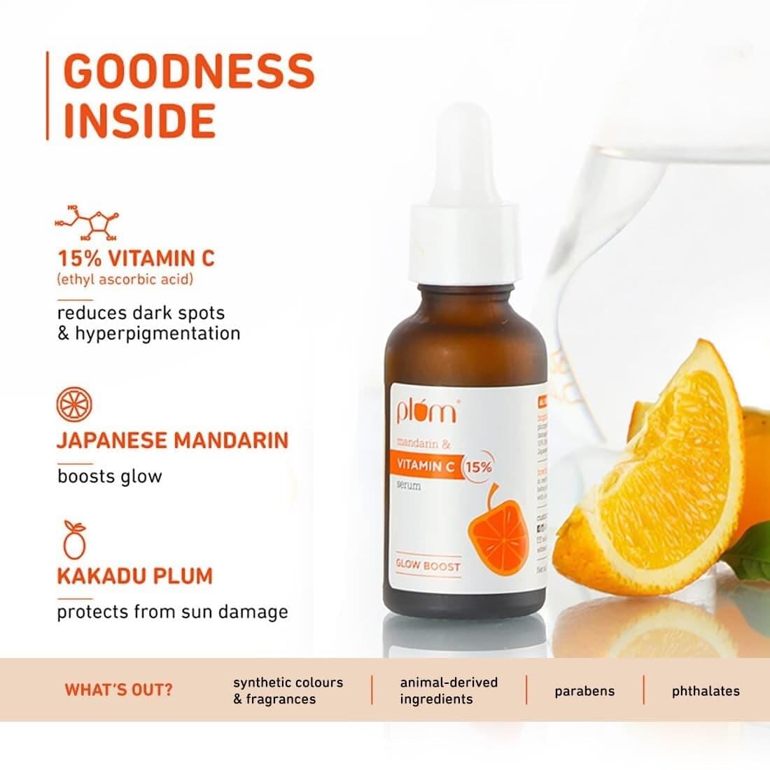 Plum 15% Vitamin C Face Serum with Mandarin | Brightens & Boosts Glow | Fragrance-Free Formula | Suitable for All Skin Types | 3ml Mini - Image 3