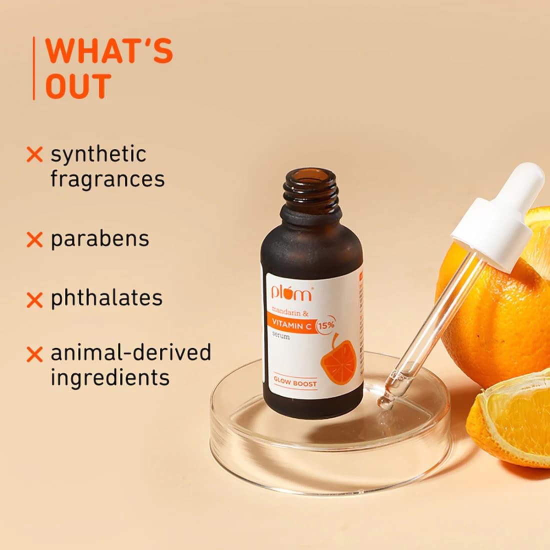 Plum 15% Vitamin C Face Serum with Mandarin | Brightens & Boosts Glow | Fragrance-Free Formula | Suitable for All Skin Types | 3ml Mini - Image 2