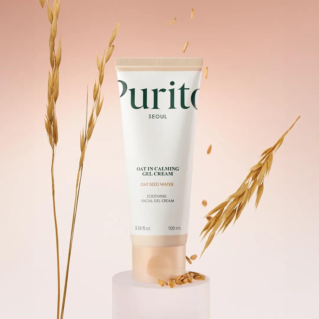 PURITO Oat Calming Gel Cream – A soothing gel moisturizer enriched with oat extract to help calm sensitive, blemish-prone skin while providing lightweight hydration. Fast-absorbing, non-comedogenic, and suitable for daily use. 100 mL / 3.38 fl. oz. - Image 3