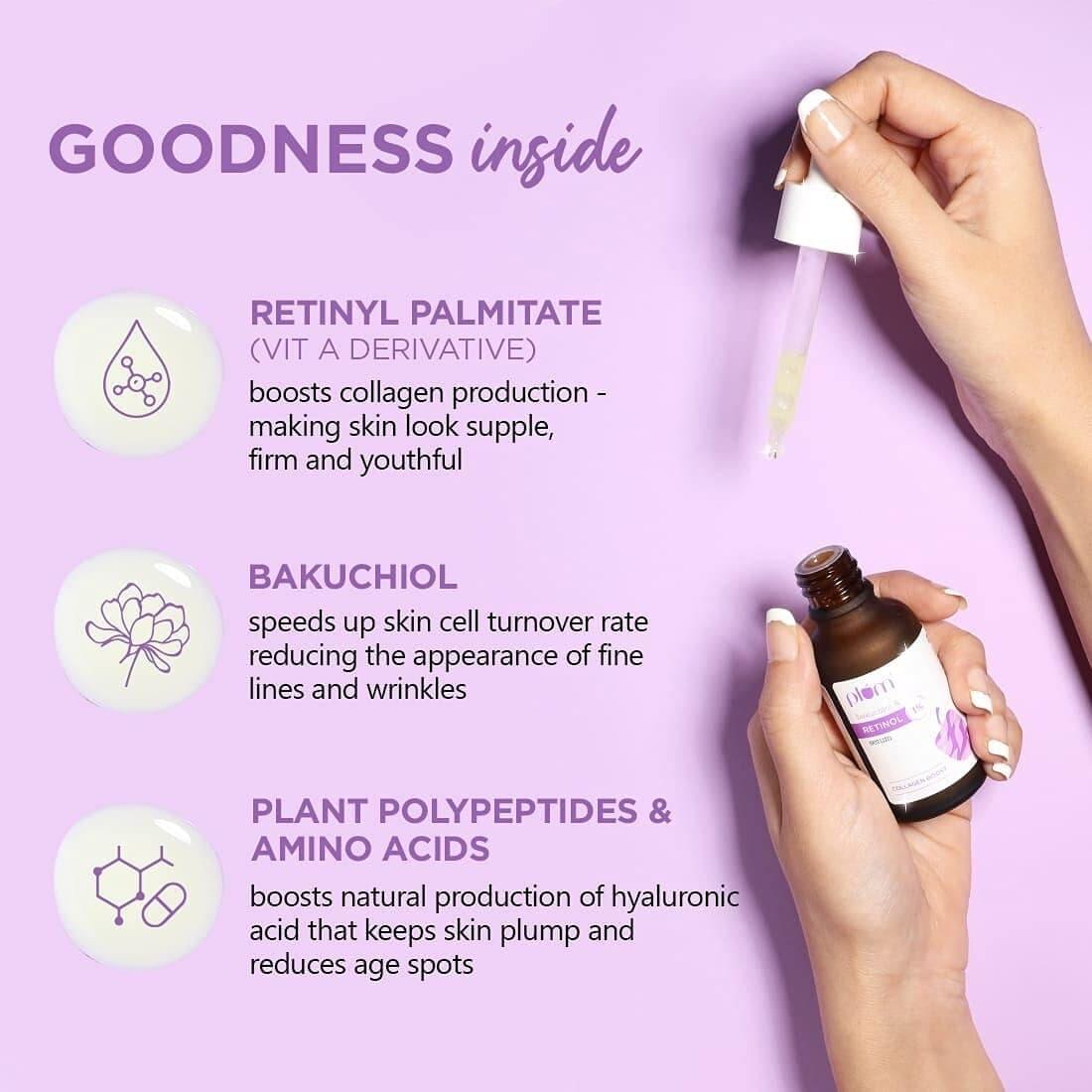 Plum 1% Retinol Serum with Bakuchiol – Helps reduce fine lines and wrinkles while promoting skin renewal for smoother, younger-looking skin. 100% vegan, fragrance-free formula. **20 ml (Pack of 1).** - Image 4