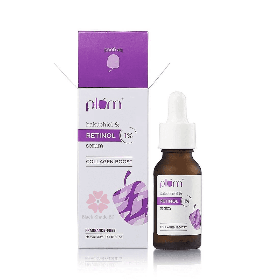 Plum 1% Retinol Serum with Bakuchiol – Helps reduce fine lines and wrinkles while promoting skin renewal for smoother, younger-looking skin. 100% vegan, fragrance-free formula. **20 ml (Pack of 1).**